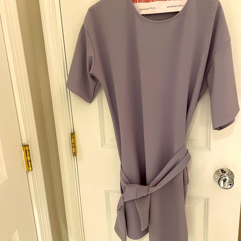 lavender smock dress with tie